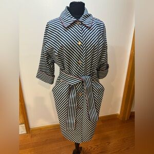 SAMANGE CHIC STRIPED ELEGANT BLUE AND WHITE JACKETS OR DRESS SIZE 48/50